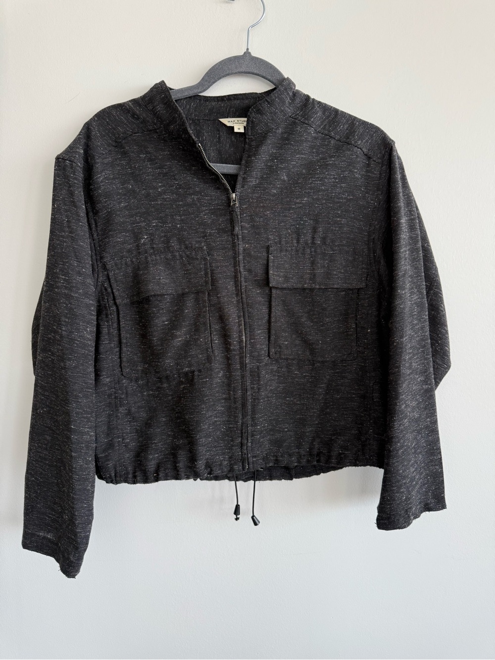 Max Studio Black Zip-Front Utility Jacket